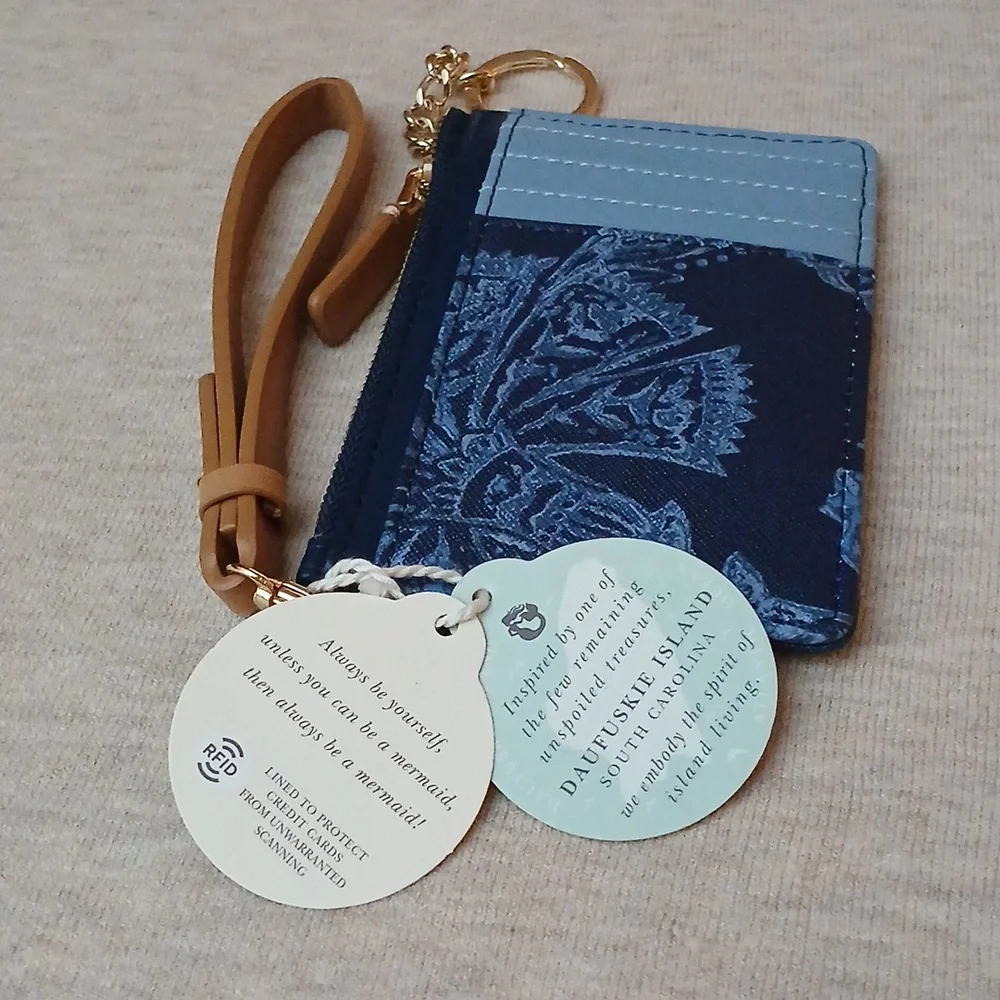 Spartina 449 Navy Floral Pouch with Tan Strap - Picture 3 of 4